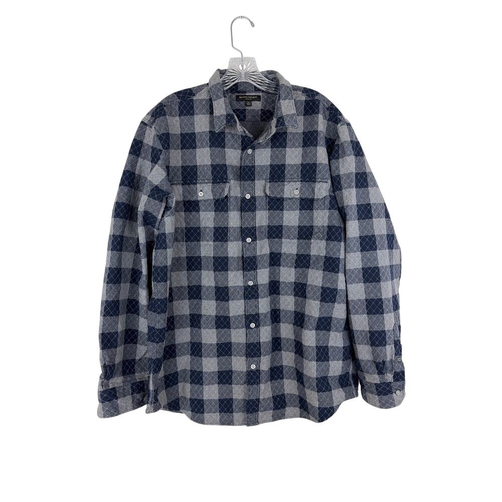 Banana Republic Mens Button Front Shirt Size XL Quilted Heavyweight Plaid Cotton